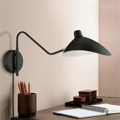 Aplique de pared de interior negro con brazo ajustable y tres tipos de luz 3