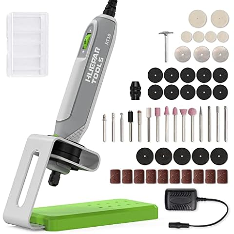 Huepar Tools Rotary Tool kit, 18V Rotary Tool Set with Stand and 51 PCS Accessories(Keyless Chuck), 4 Variable Speed which Up to18,000RPM, Ideal for DIY, Light Duty&Hobby Craft, Dremel Compatible-RT18 Cover