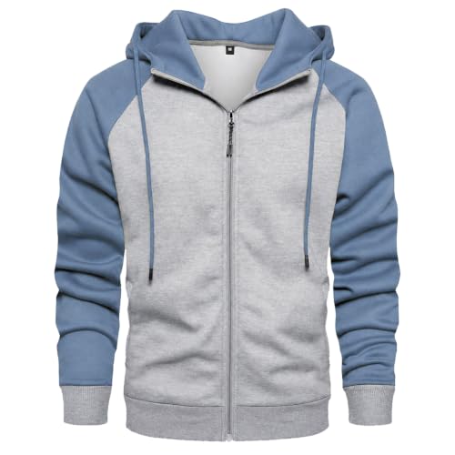 Image of MANTORS Mens Fleece Jackets Contrast Hoodies Lightweight Sweatshirt Color Block Jacket Coats