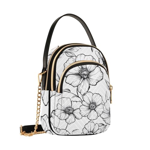 Floral Chain Crossbody Bags for Women Flowers Quilted Shoulder Handbags Travel Cross Body Cell Phone Purses Bags2
