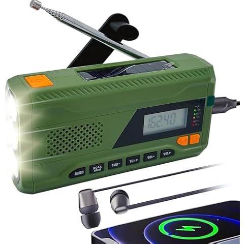 iRonsnow 4500mAh Solar Hand Crank Emergency Radio, AM/FM/NOAA Alert Portable Radio with Digital Display, Led Flashlight & Headphone Jack, 3-Way Powered, SOS Alarm for Indoor/Outdoor Emergencies Cover