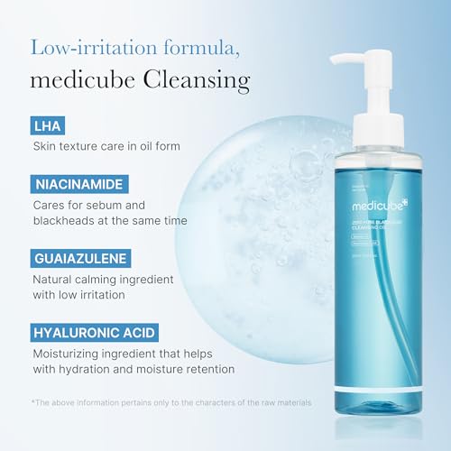 Image of medicube Cleansing Oil Zero Pore Blackhead | Makeup Remover for all skin types, Daily Moisture Facial Cleanser, Low-Irritation | Korean Skin Care (205ml / 6.93 fl.oz) (Pack of 2)