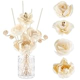 Daifunli 11 Pcs Flower Reed Diffuser Set Include Sola Flowers Diffuser Sticks with 5oz Empty Design Bottles Fragrance Rice Paper Natural Flower for Bedroom Office Bathroom Shelf Decor Gift(Classic)