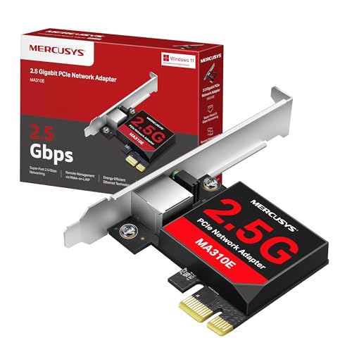 Mercusys TP-Link MA310E PCIe Scheda di Rete 2.5 Gigabit, RJ45, Wake-on-LAN, Ethernet a Basso Consumo Energetico, Compatibile con Staffe Standard e con Staffe a Profilo Ridotto