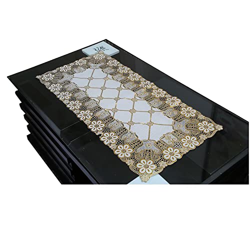 Image of Kuber Industries Table Runner Virgin Vinyl (Soft Fabric) Gold Standard (MKUKITable0058233)