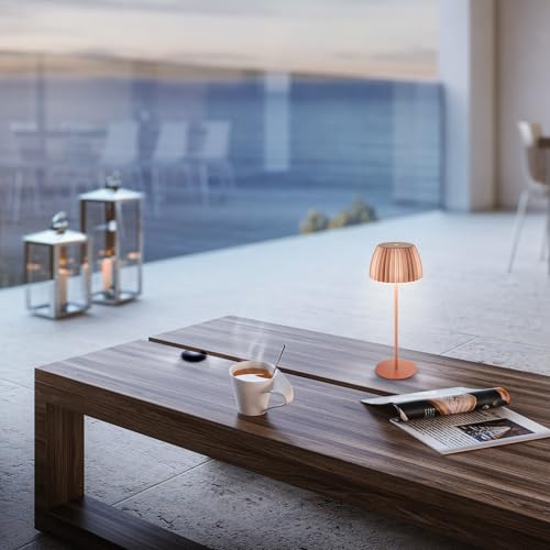 Briloner Lampada Led Da Tavolo Ricaricabile Brilo Unplugged Riffle, 36 Cm, Rame - 5