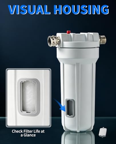Image of 4-Stage RV Water Filter with Visible Cartridge Life Window 7K Gal Capacity