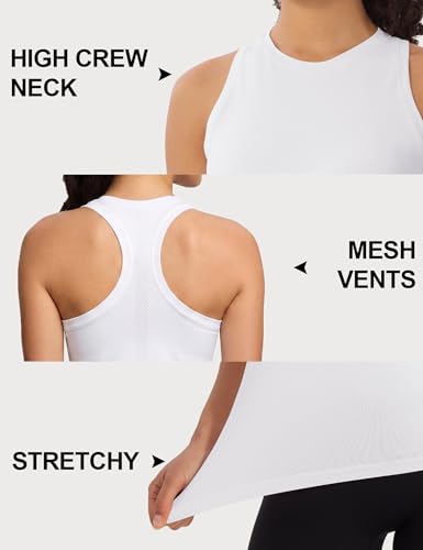 Missclub Womens Athletic Tank Tops High Neck Seamless Fitness Athletic Work Out Top Racerback Sleeveless Yoga Shirts — view 6