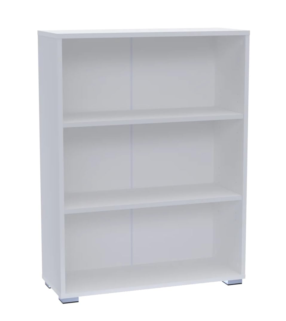 Regał biały, szerokość 80 cm – regał na książki z drewna – meble biurowe 80 x 30 x 106 cm – regał na książki 3 półki – regał biurowy na segregatory