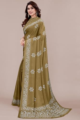 Image of MIRCHI FASHION Saree for Woman Chiffon Batik Printed | Lightweight Daily Wear Women's Office Sari with Blouse Piece (Available in 40 Colours)