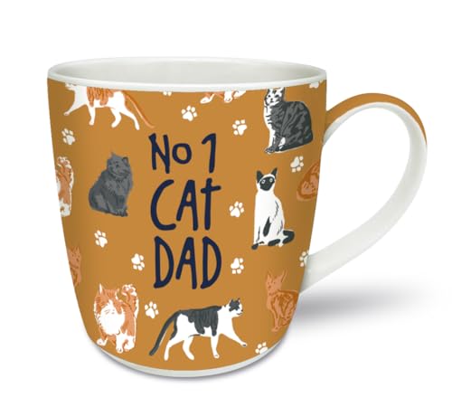 Image of Smiling Faces MAKING SMILES SINCE 2001 New Bone China Mug, 330ml, White, Dishwasher Safe, Microwave Safe, Cat Dad Theme, Gift Box Included
