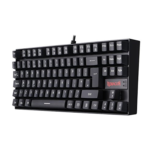 Redragon Tastiera meccanica KUMARA K552-N-UK 87 Tastiera da gioco meccanica compatta con tasti blu, Tastiera da gioco per computer PC (QWERTY UK Layout - No Backlight)