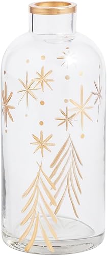 Christmas Tree Etched Snowflake Bud Vase