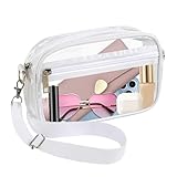 Clear Crossbody Bag Transparent Shoulder Bag, Stadium Approved Clear Purses TPU Shoulder Bag With Adjustable Removable Shoulder Straps, Waterproof Messenger Bags for Concerts Sports Events (White)
