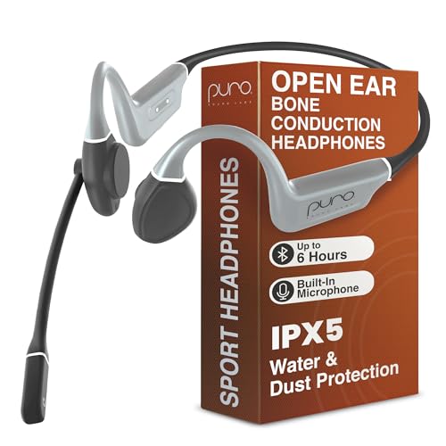 Puro Sound Labs PuroFlex-Pro Open-Ear Bone Conduction Headphones with Bluetooth 5.3 Wireless, Built-in Mic, IPX5 Sweat & Waterproof, Open Ear Headphones for Work, Sports & Travel – 6-Hour Battery Life