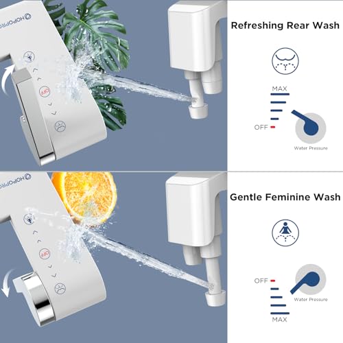 HOPOPRO Bidet Attachment for Toilet, Non-Electric Bidet Ultra-Slim Dual Nozzle (Feminine/Rear Wash), Fresh Cold Water Sprayer Bidets for Existing Toilets with Adjustable Pressure Control 1-Min Install - Thumbnail 2