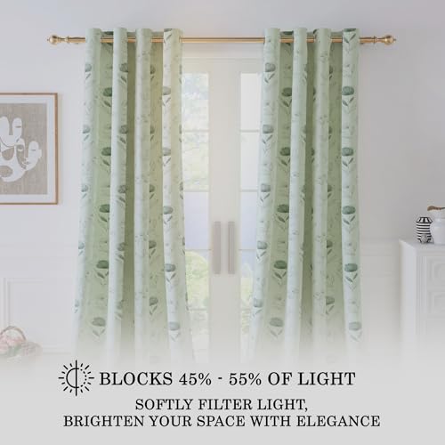 Image of Story@Home Cotton Curtain | Window Curtains 5 Feet Long Set of 2 | Floral Printed | Bohemian Curtain | Room Darkening Curtains for Living Room | (116 X 152 Cm, Ivory /Teal)