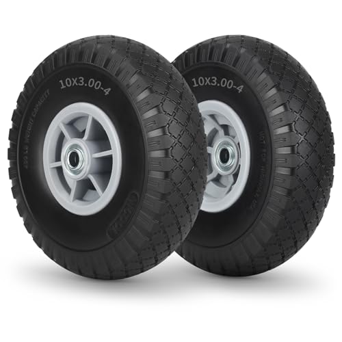 10x3.00-4 Flat Free Tire, 10' Heavy Duty Replacement Tire and Wheel Assemblies, Compatible Cosco...
