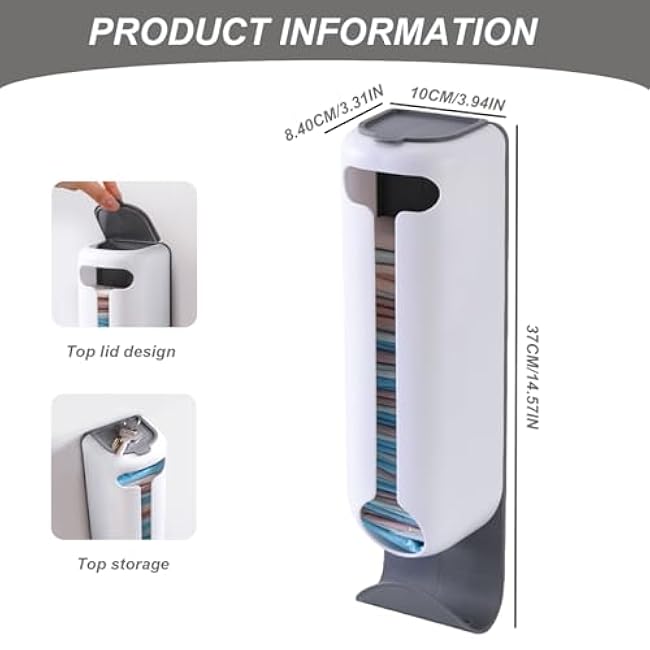 2Pcs Plastic Bag Holder 3.94x3.31x14.57 Inch PP Wall-Mounted Large Capacity Grocery Bag Holder for Home Kitchen