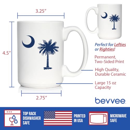 Taza de café blanca de cerámica 15oz Bevvee South Carolina miniatura 4