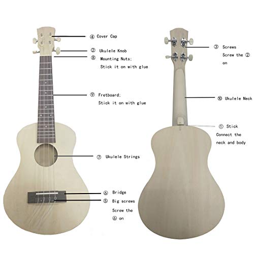 Aochenly Diy Ukulele Kit, Build Your Own Ukulele Concert Ukulele 21Inch 23Inch Basswood Make Your Own Hawaii Ukulele Diy Kit For Beginners/Kids thumb #4