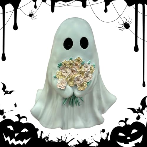 Statue de fantôme Halloween figurine en résine avec fleurs de table