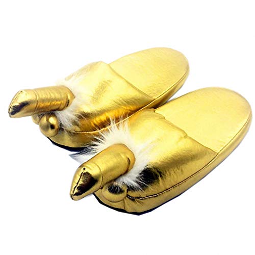 Tinpia Womens Creative Fun Penis Home Slippers Winter Slippers Warm Spring Funny Women Slippers Shoes Golden Penis 8.5