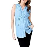 Battnot Damen Umstandsmode Blusen Sommer Ärmelloses Gürtel Schwangere Mutterschaft Stillender Solide Stoff Elegant Oberteil, Frauen Umstandsshirt Umstandstop Umstandstunika Tops Womens T-Shirts XXL