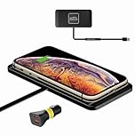 Polmxs Wireless Car Charger, DIY 15W Fast Wireless Charger Pad USB A Non Slip Charging Pad with 40W Car Charger for Airpods, iPhone 16/15/14/13/12/11/X,Samsung S24/S23/S22 (30CM Cable)