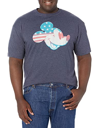 T-shirt Mickey Disney avec motif américain bleu marine chiné en coton confortable