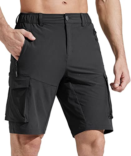 Comallan Herren Sommer Freizeit Shorts Wanderhose Outdoorhose Jogginghose Trekkinghose Softshellhose Funktionshose Cargohose/Leichte Trockend Wasserdicht mit Taschen-Schwarz L Cover