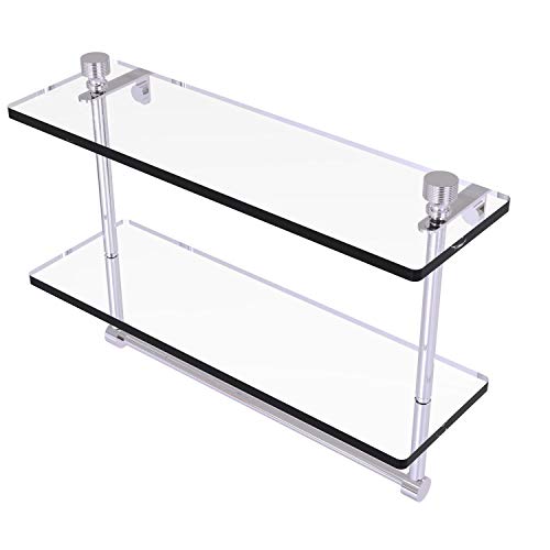 Allied Brass Ft-2/16Tb Foxtrot Collection 16 Inch Two Tiered Integrated Towel Bar Glass Shelf, Polished Chrome #TOP6