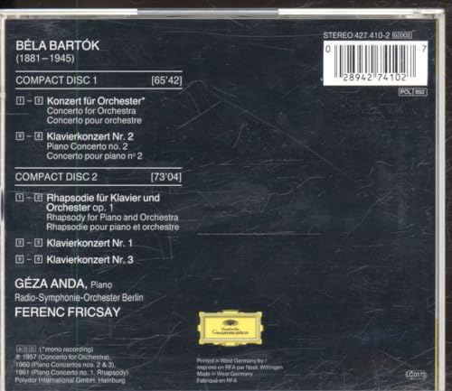 Concerto for Orchestra / Piano Concerti