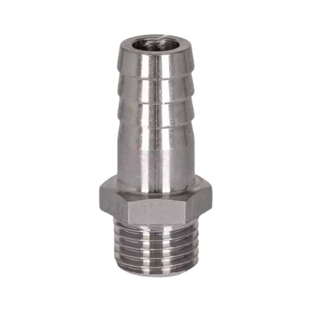 Stainless Steel Male Barb, 304 Stainless Steel Barbed Fitting Brass Male Hose Tail Pagoda Threaded Multi Sizes(12mm*M14x1.5)