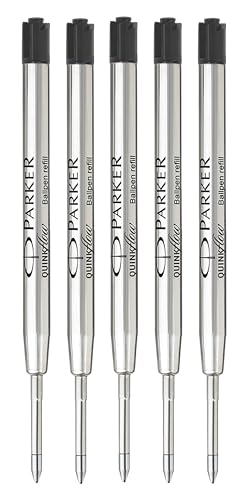 Parker Original QUINKflow Ballpoint Pen Refills | Medium Point 0.7mm | Black Ink | Pack of 5