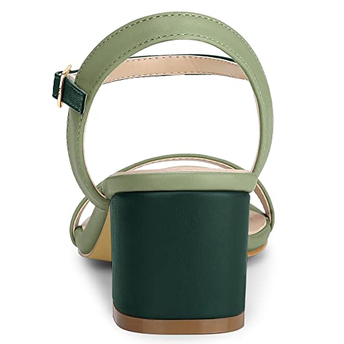 Allegra K Women's Slingback Buckle Chunky Heels Two-Tone Sandals3