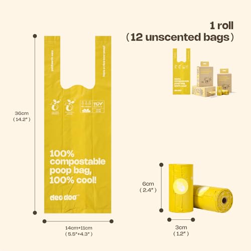 Image of Compostable Dog Poop Bags with Handles 144 Count - Biodegradable Poop Bags for Dogs, Leak Proof, Extra Thick, ASTM D6400 Certified, Unscented