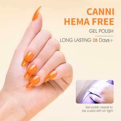 Image of CANNI Jelly Orange Gel Nail Polish, 1Pcs Orange Brown Fall Gel Polish Translucent Color High Gloss Soak Off U V French Nail Manicure Salon DIY