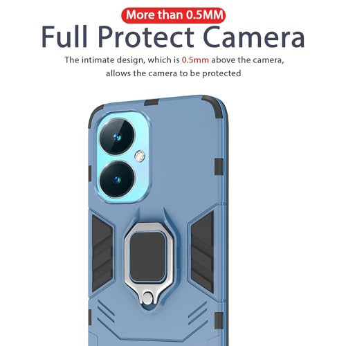 Image of Pikkme OnePlus Nord Ce 3 5G Back Cover | D5 Tough Armor Bumper | 360 Protection Case | Ring Holder Stand Case for OnePlus Nord Ce 3 5G (Blue)
