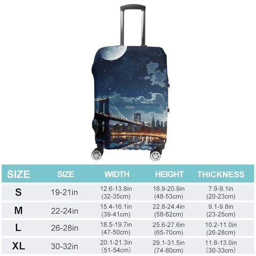 Travel Luggage Cover Elastic Suitcase Protector Anti-Scratch Washable Moon Light New York City Luggage Sleeve Tsa Approved Carry on Covers Baggage Cover Fits 18-32 Inch Luggages2