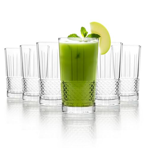 CELLO Brilliant Hi-Ball Tumbler Glass Set 275 ml Set of 6 | Comfortable Grip & Stackable | Perfect Stylish Glasses for Drinking Water, Juice, Cocktail, Mocktail, Cold Drinks | for Daily Use & Gifting CELLO Brilliant Hi-Ball Tumbler Glass Set 275 ml Set of 6 | Comfortable Grip & Stackable | Perfect Stylish Glasses for Drinking Water, Juice, Cocktail, Mocktail, Cold Drinks | for Daily Use & Gifting