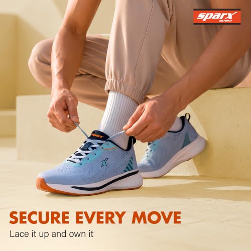 Image of SPARX Sports Running Shoes for Men - Lightweight Breathable Lace-Up Athletic Shoes with Cushioned Comfort, Shock Absorption, Durable Grip, Flexible Sole & Everyday Walking Performance