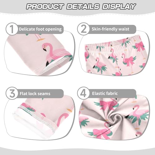 Pink Bow Flamingo Girls Leggings Soft Stretch Workout Yoga Dance Pants for Kids Casual Tights3