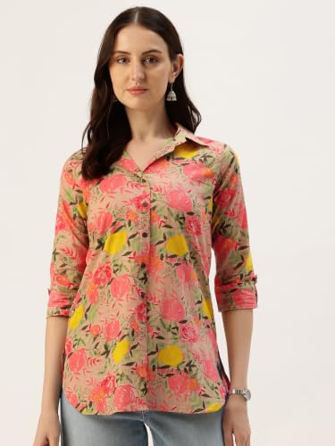 Image of feranoid Classic Collared Cotton Shirt with 3 /4 Sleeve for a Timeless Casual Look