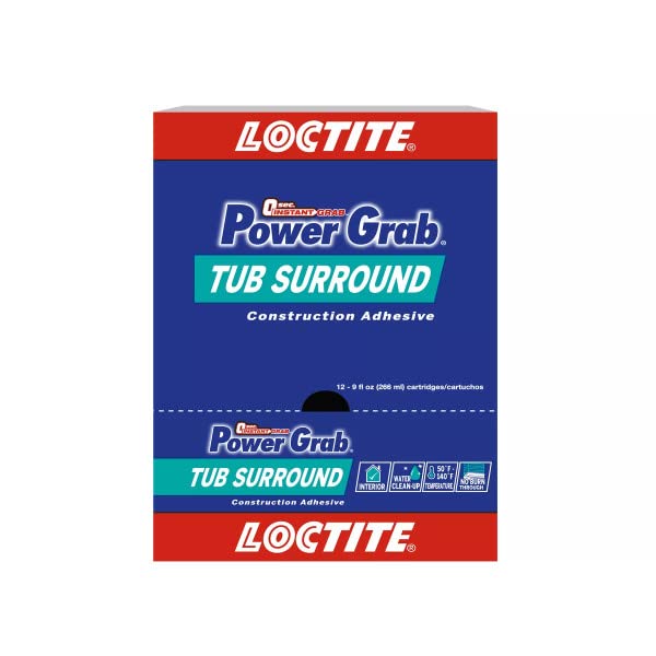 Image of Loctite Power Grab Tub Surround Construction Adhesive, 9 fl oz, Cartridge (12 Pack)
