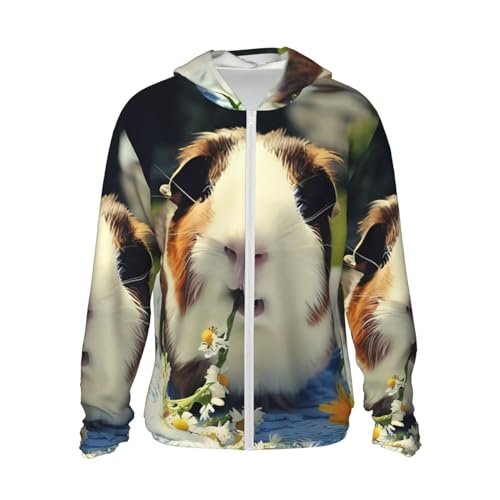 OrcoW Kapuzenjacke mit Kapuze, Motiv: Meerschweinchen, lustiger Druck, durchgehender Reißverschluss, langärmelig, Sonnenshirt mit Taschen, Schwarz , XXXL OrcoW Kapuzenjacke mit Kapuze, Motiv: Meerschweinchen, lustiger Druck, durchgehender Reißverschluss, langärmelig, Sonnenshirt mit Taschen, Schwarz , XXXL