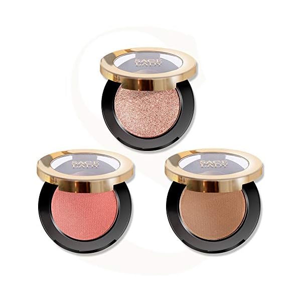 3 Colors Face Highlighter&Contour&Blush Makeup Set [Shape, Contour & Shimmer,Natual-looking,Long Lasting,Lightweight, 0.17OZ × 3PCS Glow Make Up]