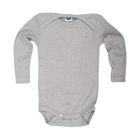 Cosilana, Baby Bodysuit, 45% Organic Cotton, 35% Organic Merino Wool, 20% Silk (8-15 Months (Height 28-31) (74/80), Grey Melange) Cover