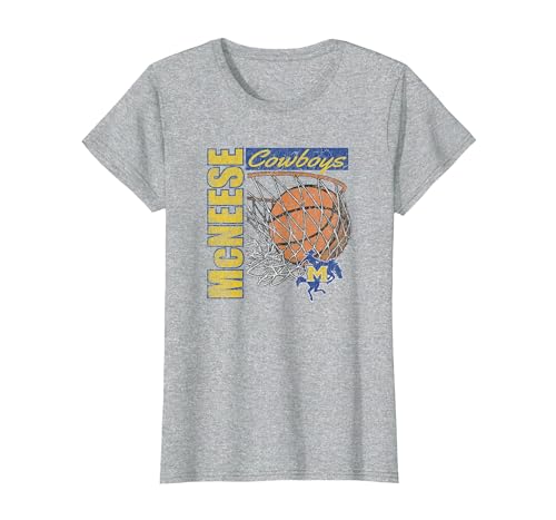 McNeese State Cowboys Vintage Basketball 90's Gray T-Shirt, Women's Plus, Heather Grey, 4X