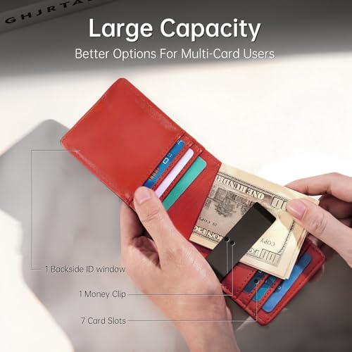 Image of Gostwo Slim Wallet for Men Minimalist Wallet Leather ID Window Card Case with Money Clip